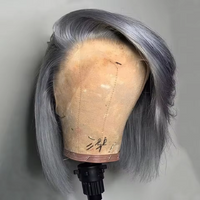 Silver Grey Lace Front Short Bob Wig Straight 13x4 HD Lace Front Wigs Human Hair 10-14Inch Transparent Lace Hair For Black Women