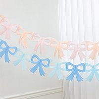 Blue and pink paper bow flag, party birthday festival wall decoration, two-color splicing flag, small fresh style decoration