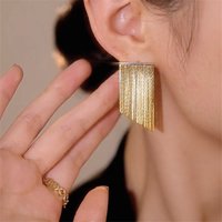 Trend Simple Long Tassel Shiny Drop Earrings for Women Luxury Geometric Earrings Fashion Wedding Party Jewelry Gifts