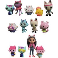 13pcs/set Gabby Dollhouse Mercat Cartoon for Capsule Doll Machine Smiling Car Hug Gaby Dolls action Figure Toy Kids Xmas Gifts