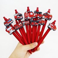 10Pcs/15Pcs Fire Truck Series Surface Mount Pen Transportation Theme Ballpoint Pen Student Writing Gift Pen