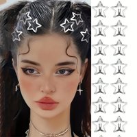 10 Star Shaped Hair Clips, Women'S Non Slip Silver Metal Hair Accessories, Suitable For Street Styling