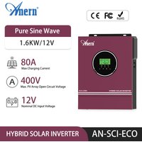 Anern 1.6KW 2KW 3KW 3.2KW Hybrid Solar Inverter 12V 24V Pure Sine Wave Off Grid Inverter MPPT 80A 140A MAX PV 400Vdc 150Vdc