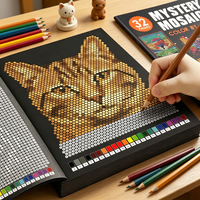 Mystery Mosaics Color by Number Coloring Book 32 Pages Pixel Art Activity Book for Adult Stress Relief Creative Drawing Workbook