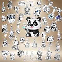 Hot Sale 925 Silver Cute Animal Charm Bead,Panda Dog Cat Owl Fox Rabbit Pet Dangle Bead,DIY Jewelry Making Gifts For Women Girls