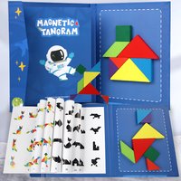 Wooden Jigsaw Magnetic Tangram 3D Puzzle Book Educational Toys For Children Montessori learning Intelligence Games kids Gifts