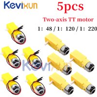 5pcs/TT Motor 130 Motor Smart Car Gear Motor Robot Gear Motor Smart Car Double Shaft Yellow 1:48 /1:120/ 1:220