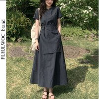 Lace Wrap-Up Side Tie Waist Apron Long Dress Women Elegant Slim Fit Design Casual Chic Korea Lady Retro Dress Feminine Vestidos