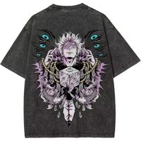Honored One Gojo Satoru Vintage Washed T-Shirt Jujutsu Kaisen Prison Realm Tee,Distressed Anime Graphic Harajuku Men Clothing