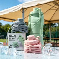 Portable Collapsible Silicone Water Bottle Foldable Travel Sports Cup for Hiking Camping Gym Outdoor Leakproof BPA Free 600ml