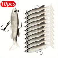 10/5Pcs Soft Bait Fishing Lure Artificial Sinking Swimbait T Tail Jig Head Fishing Tackle Goods For Bass Pike