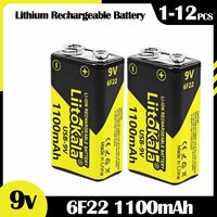 LiitoKala USB-9V 1100mAh Rechargeable Li-ion Battery for Camera Toy Model Multimeter Remote Control KTV Microphone 6F22 Batteria
