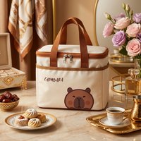 Kawaii Capybara Insulated Lunch Bag Thermal Bento Bag Food Storage Container Double Zippers for Women Kids School Work Picnic