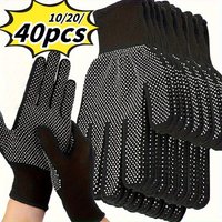 AliExpress NONE 40/20/10pcs Nylon Dot Grip Gloves, Black with White Dots, Lightweight and Suitable for Cycling, Fishing, Men and Women