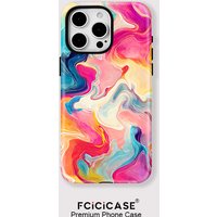 Fcicicase For Magsafe Wireless Charge Case For iPhone 16 15 14 13 Pro Max 12 11 Magnetic Double-layer Colorful Lines Cover