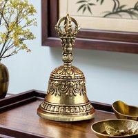Tibetan Brass Bell Vintage Vajra Handbell Pendant For Car Keychain Mini Good Luck Charm Craft Home Garden Decor
