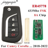 jingyuqin 433Mhz FSK 8A Chip Remote Car Key For Toyota Camry Corolla Wilander Levin RAV4 Frontlander 2018 2019 2020 2021 2022 4B