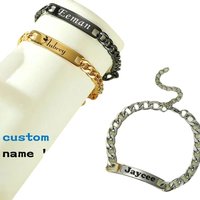 Customized Name Bracelet Personalized Engravable Name Bangle Adustable Couples Nameolate Bracelet Stainless Steel Jewelry Gift