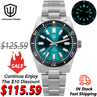 Watchdives WD1965 V2 Watch VH31 Sweep Second Movement Luminous Domed Sapphire Crystal 20Bar Waterproof 38mm 62mas Watches