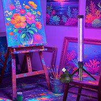 60LEDs UV Black Light Bar, With USB Plug and On/Off Switch and Tripod Floor Stand, , Perfect for Halloween decorations Party