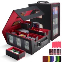 RyshePro Commander Deck Box with Handle Trading Card Storage Box for MTG TCG 7 in 1 MTG Deck Box with 8 Toploaders 2 Stoppers
