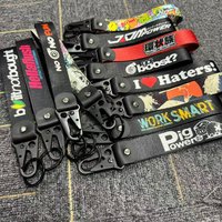 New Jdm Style Car Keychain Nylon JDM Power Performance Gift Lanyard Keyring Auto Key Steel Spring Clip Key Starp Key Pendant