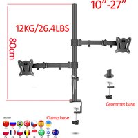 (80cm) DL-T902-280II long arm tilt swivel 10"-27" double Monitor desktop stand Holder clamp grommet hole base PC Mount 12kg