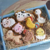 Farm Animal Shape Biscuit Mold Sheep Chicken Pig Cow Goose Horse Animal Fondant Frosting Cookie Cutter Set Cake Decorating Tools