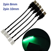 5pcs/10pcs LED Connector USB cable to 2Pin 8MM 10MM Solderless Quick Connectors for 5V SMD 2835 3528 5050 LED Ribbon Strip Light