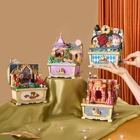Fairytale Music Box Treasure Chest Building Blocks Magic Scene Model Desktop Ornament Educational DIY Birthday Gift For Girls