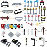 AliExpress Bedi Yumy MOC Bricks Traffic Road Signs Signal Light Building Block Bike Bicycle Motorcycle Vehicle Train Car City Fence Scene Accessories
