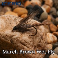 ICERIO 5PCS #12 Hare's Dubbing March Brown Wet Fly Soft Hackle Mayfly Nymph Emerger Trout Grayling Fishing Lure Bait