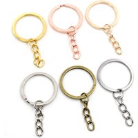 20 pcs/lot Key Ring Key Chain 6 Colors Plated 50mm Long Round Split Keychain Keyrings Wholesale