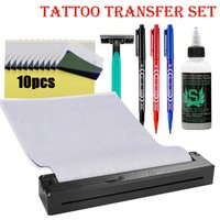 Wireless Tattoo Transfer Machine Kit Portable Wireless Tattoo Stencil Printers with Thermal Stencil Papers Transfer Cream Gel