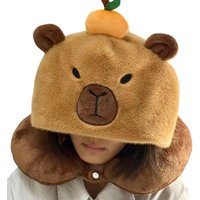 Capybara Plush Neck Pillows Kawaii U Shape Pillow with Hat Cute Cartoon Animals Stuffed Lovely for Holiday Birthday Gift
