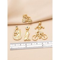 AliExpress OCESRIO White Crystal Star Boots Pendant for Necklace Copper Gold Plated Bicycle Girl Horse Jewelry Making Supplies pdta499