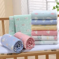 Sechslagiges Gaze-Badetuch für Babys – 110 x 110 cm, Cartoon-Design, hochwertige Baumwolle, doppelt als Bademantel, Handtuch, Steppdecke und weiche De