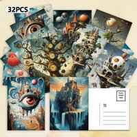 32pcs,fairy tale style bizarre postcards, decoration/greeting cards/postcards, high-precision printing, collectible and mailable