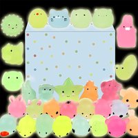50-10PCS Glow in The Dark Mochi Squishy Toys Soft Squeeze Fidget For Stress Relief Kids Classroom Prizes Birthday Party Favors