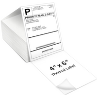 4"×6" Fanfold Shipping Package Labels, Perforated White Mailing Labels, Commercial Grade, Permanent Adhesive