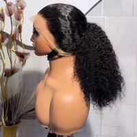 13X4X1 Lace Front Synthetic Wig Ponytail Jerry Curly Prepluck Hairline Bleached Knot 99J Burgundy 613 Honey Blonde Ginger Color