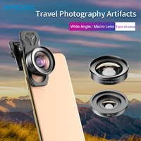 Objectif d'appareil photo pour téléphone APEXEL 2 en 1, 4K, super grand angle 120 degrés, objectif 10x pour photographie macro, compatible avec iPhone, Samsung et tous les téléphones portables