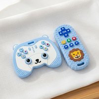 2-teiliges Baby-Beißspielzeug-Set für 0-6 und 6-12 Monate, Silikon-Bär-Gamecontroller & Löwen-Beißring