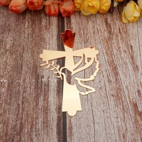 Peace Dove Cross Style Acrylic Mirror Cross Sticker For Prayer Christening & Baptism Birth Party Decoration 10cm Height