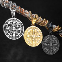 Saint Benedict Exorcism Stainless Steel Men Women Necklaces Pendants Chain Punk Trendy Amulet Jewelry Creativity Gift Wholesale