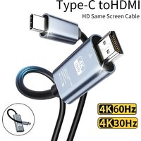 4K 30/60Hz USB C to HDMI Cable Type C Adapter HDTV Converter Cable For iPhone 15 TV Converter MacBook Air iPad Samsung laptop