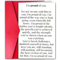 Proud of You Encouragement Card with Envelope-Perfect for Birthdays, Holidays-Inspirational Message for Friends, Family, Lovers
