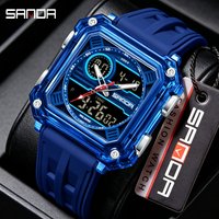SANDA Male Casual Sport Quartz Watch Multi Mode Stopwatch Dual Time Readout Night Bright Wristwatch for Adult Men