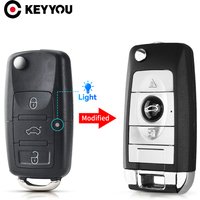 KEYYOU 3 Button Key Shell For VW Golf 4 5 Passat B5 B6 Polo Touran Jetta Seat Skoda Flip Modified Car HU66 Blade Remote Key Case