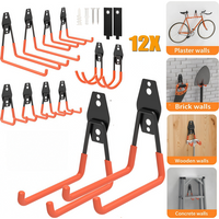 lucn 12-Pack Heavy Duty Metal Hooks - Multipurpose Steel Storage Hooks for Wall Mounted Bike, Garden Tools, Ladder in Garage